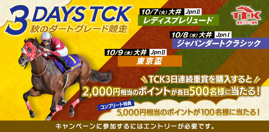 3DaysTCK秋のダートグレード競走キャンペーン