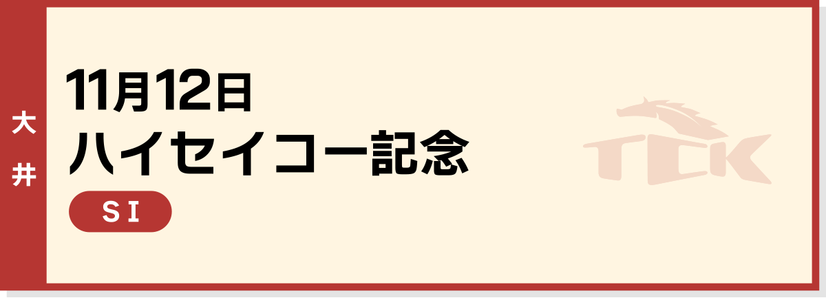 11月12日 ハイセイコー記念 大井 SI
