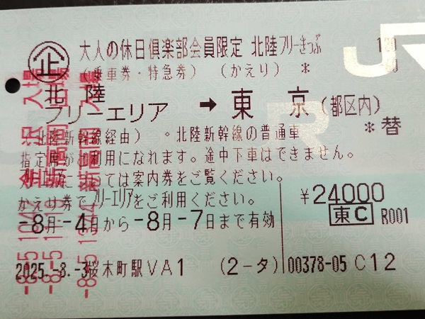 北陸フリーきっぷ